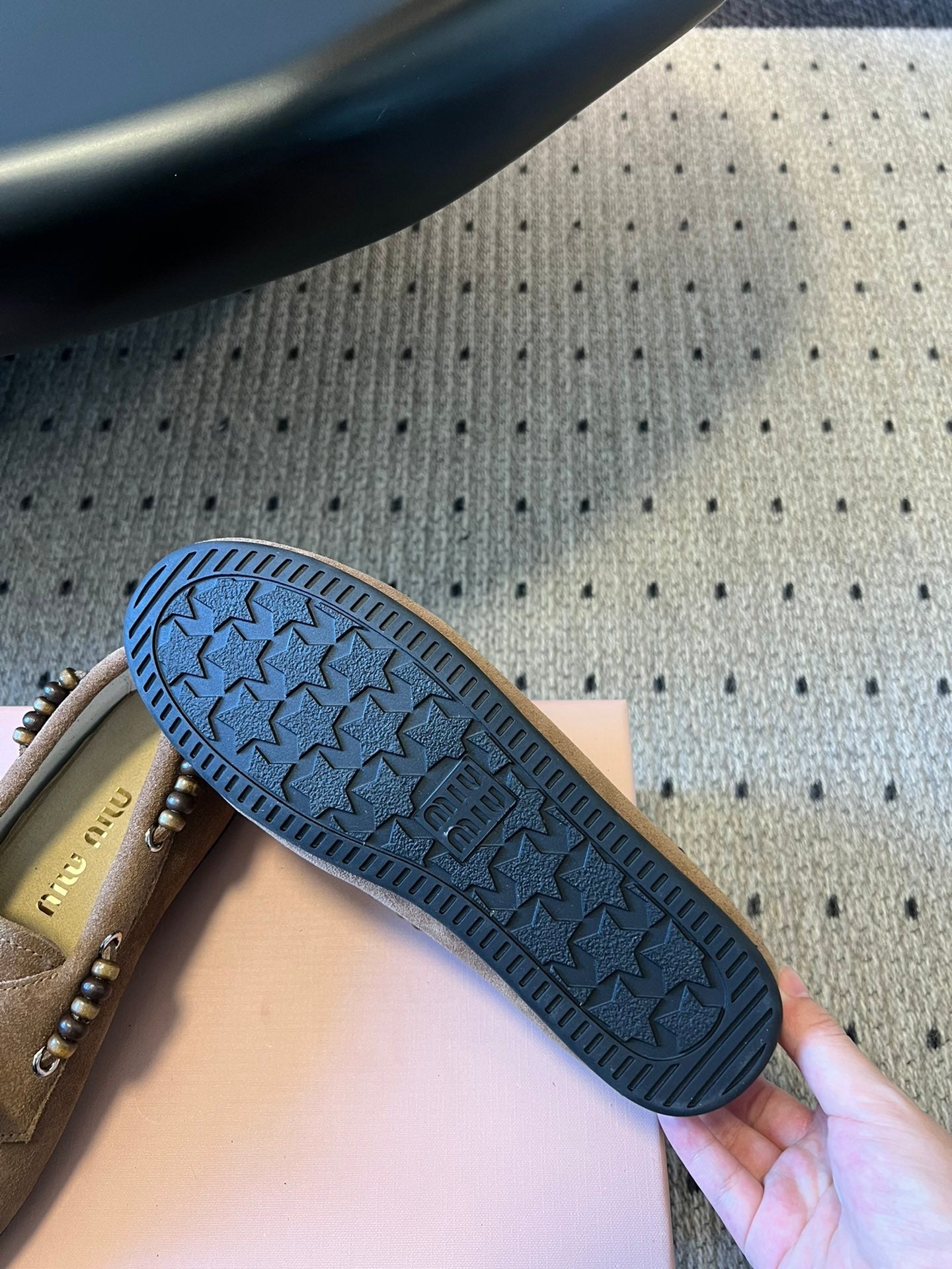 MIUMIU 26S TASSEL LOAFERS IN TAUPE BROWN SUEDE