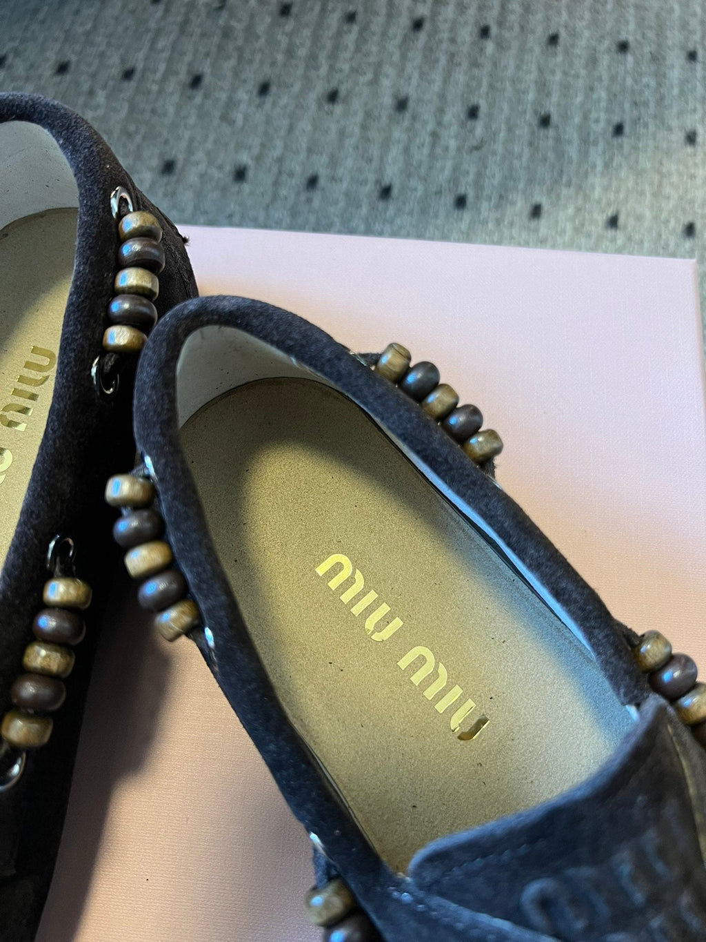 MIUMIU 26S TASSEL LOAFERS IN DARK BROWN SUEDE