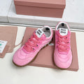 MIUMIU 26S SNEAKERS IN PINK FABRIC AND SUEDE