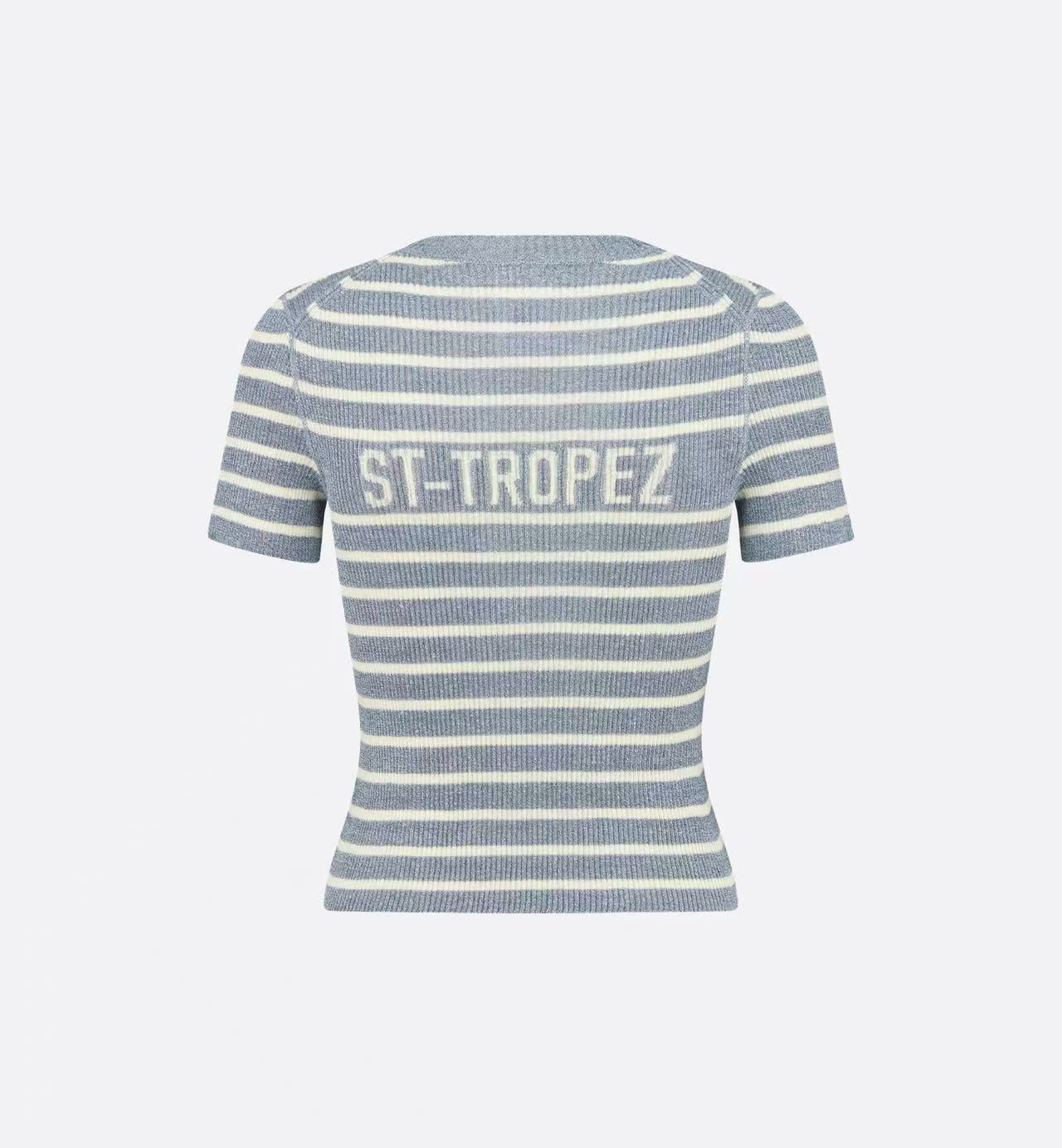 DIOR 26S STRIPED SHORT-SLEEVE KNIT SWEATER 1075