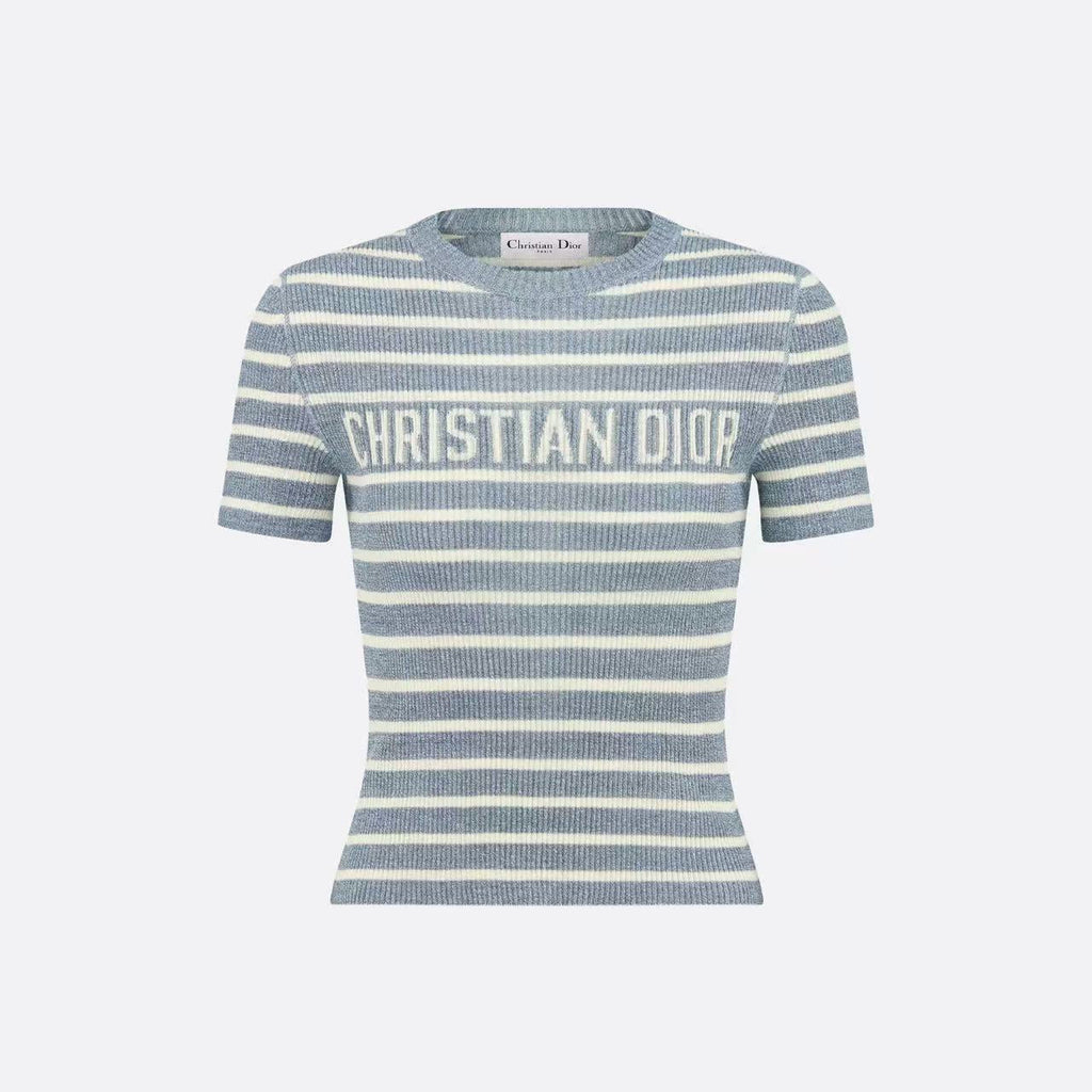 DIOR 26S STRIPED SHORT-SLEEVE KNIT SWEATER 1075