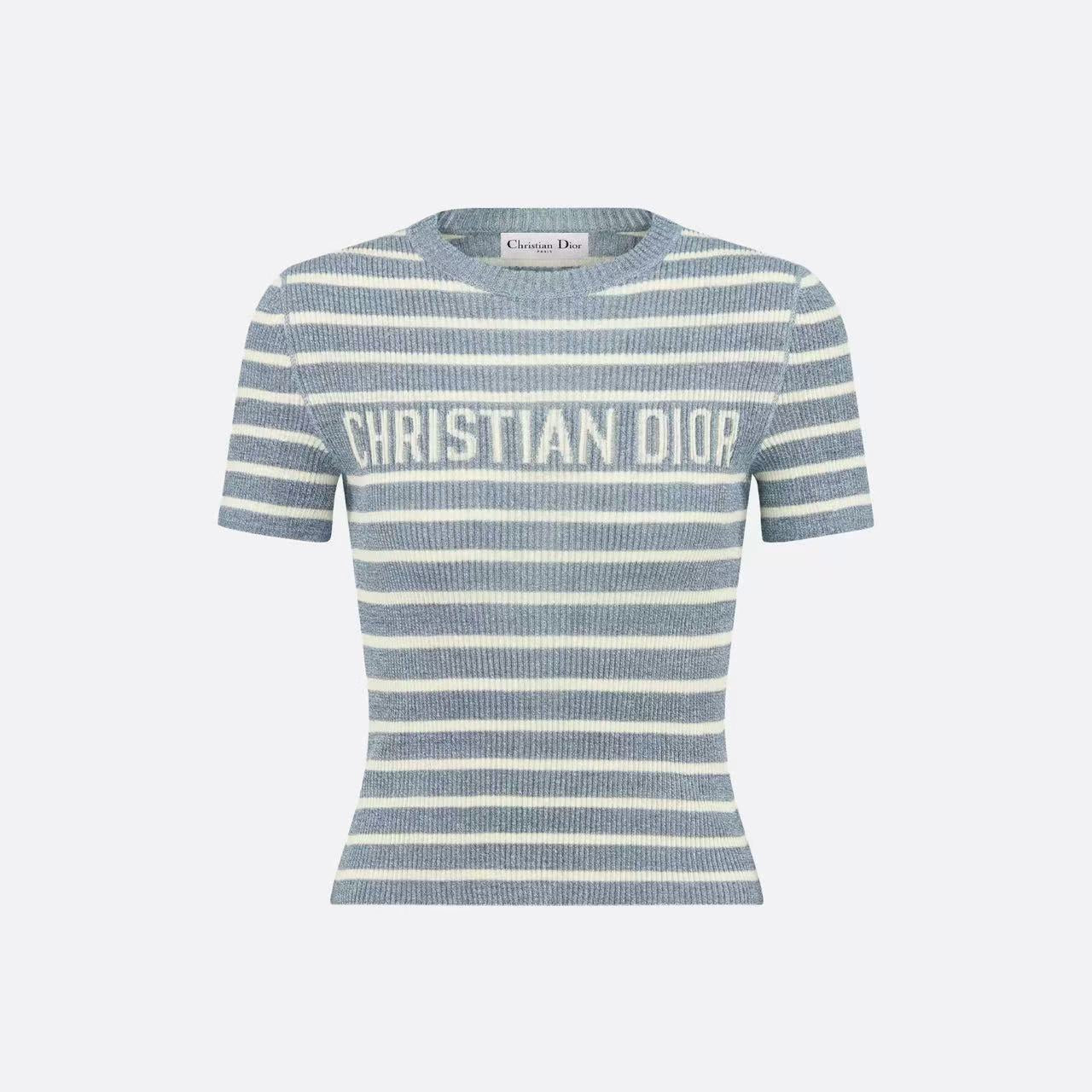 DIOR 26S STRIPED SHORT-SLEEVE KNIT SWEATER 1075