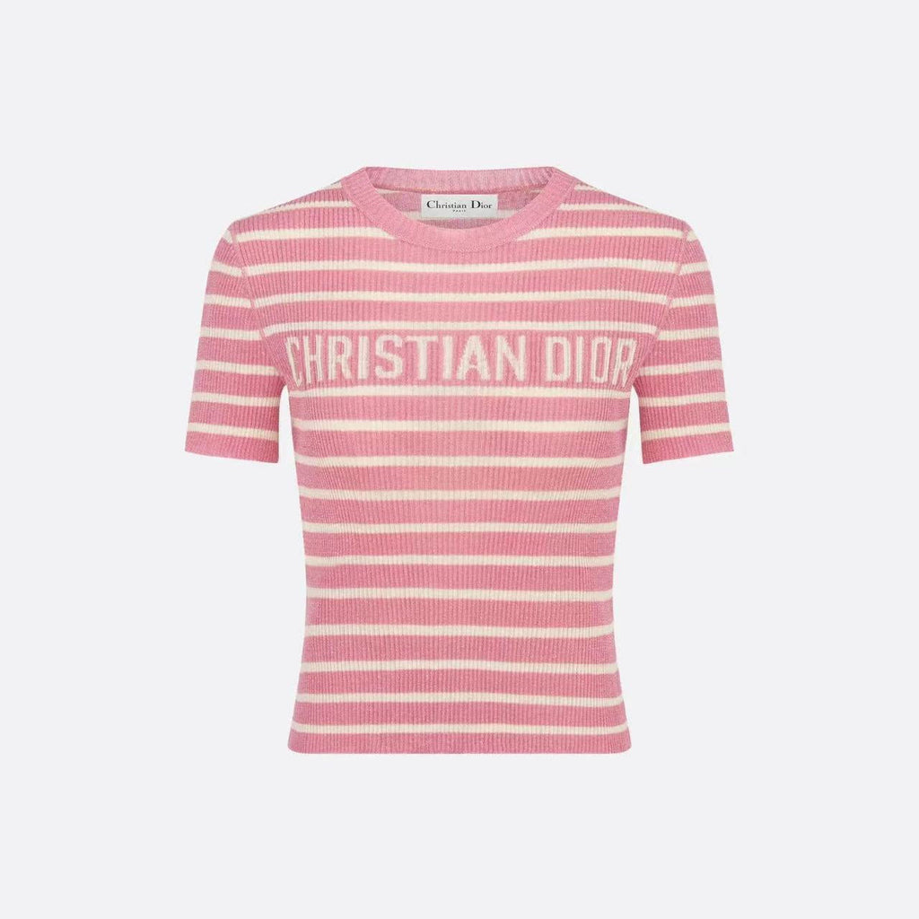 DIOR 26S STRIPED SHORT-SLEEVE KNIT SWEATER 1077
