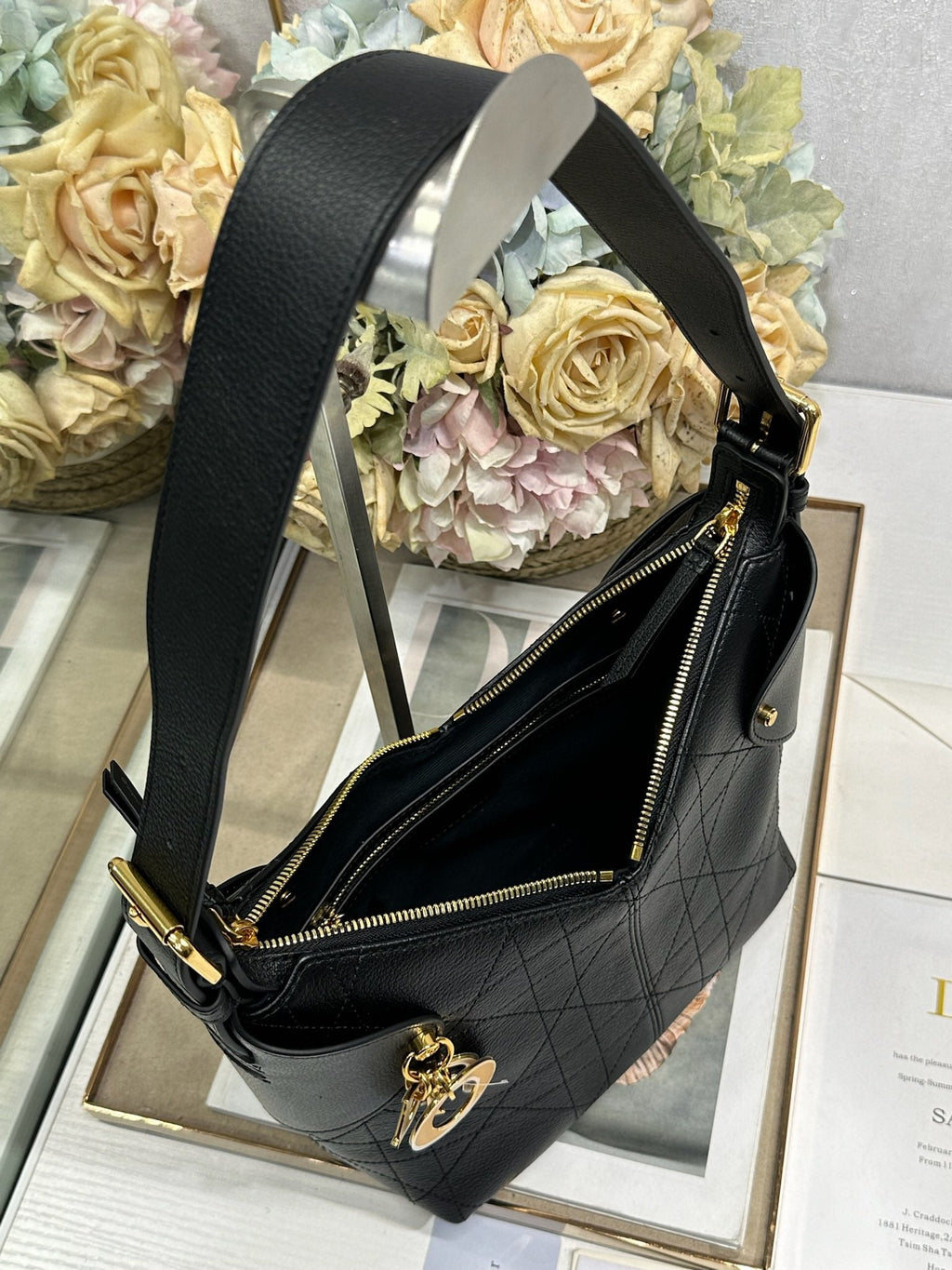 DIOR 26S VOYAGE BAG 22 IN BLACK CALFSKIN