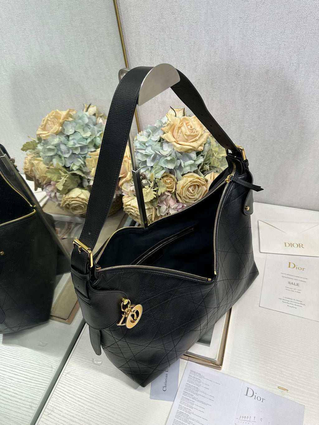 DIOR 26S VOYAGE BAG 34 IN BLACK CALFSKIN