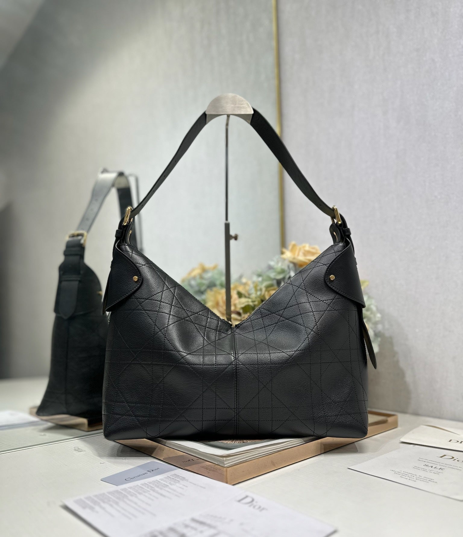DIOR 26S VOYAGE BAG 34 IN BLACK CALFSKIN