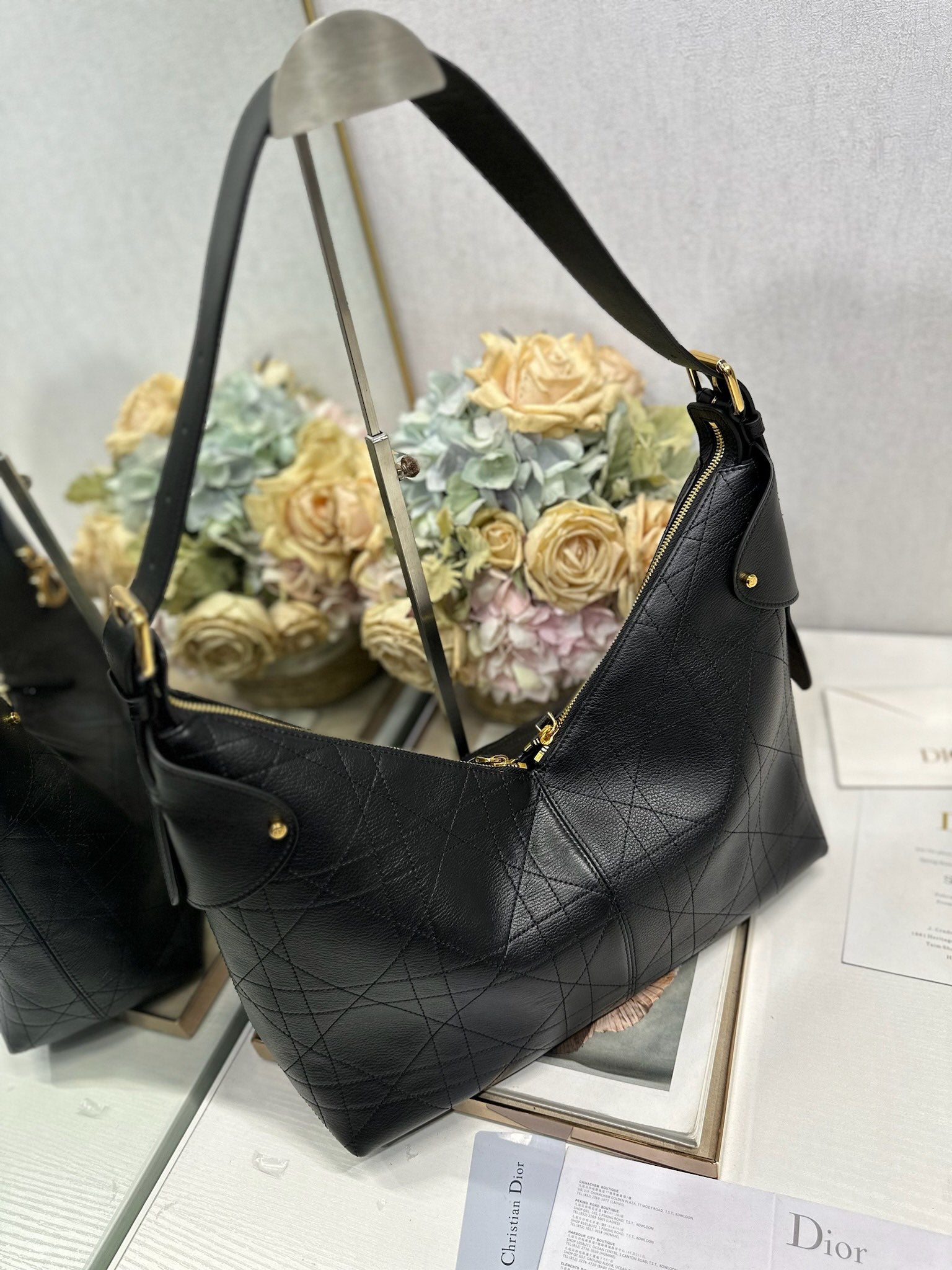 DIOR 26S VOYAGE BAG 34 IN BLACK CALFSKIN