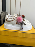 FENDI 25S SNEAKERS 50 MM IN CREAM WHITE SYNTHETIC LEATHER WITH CHARM