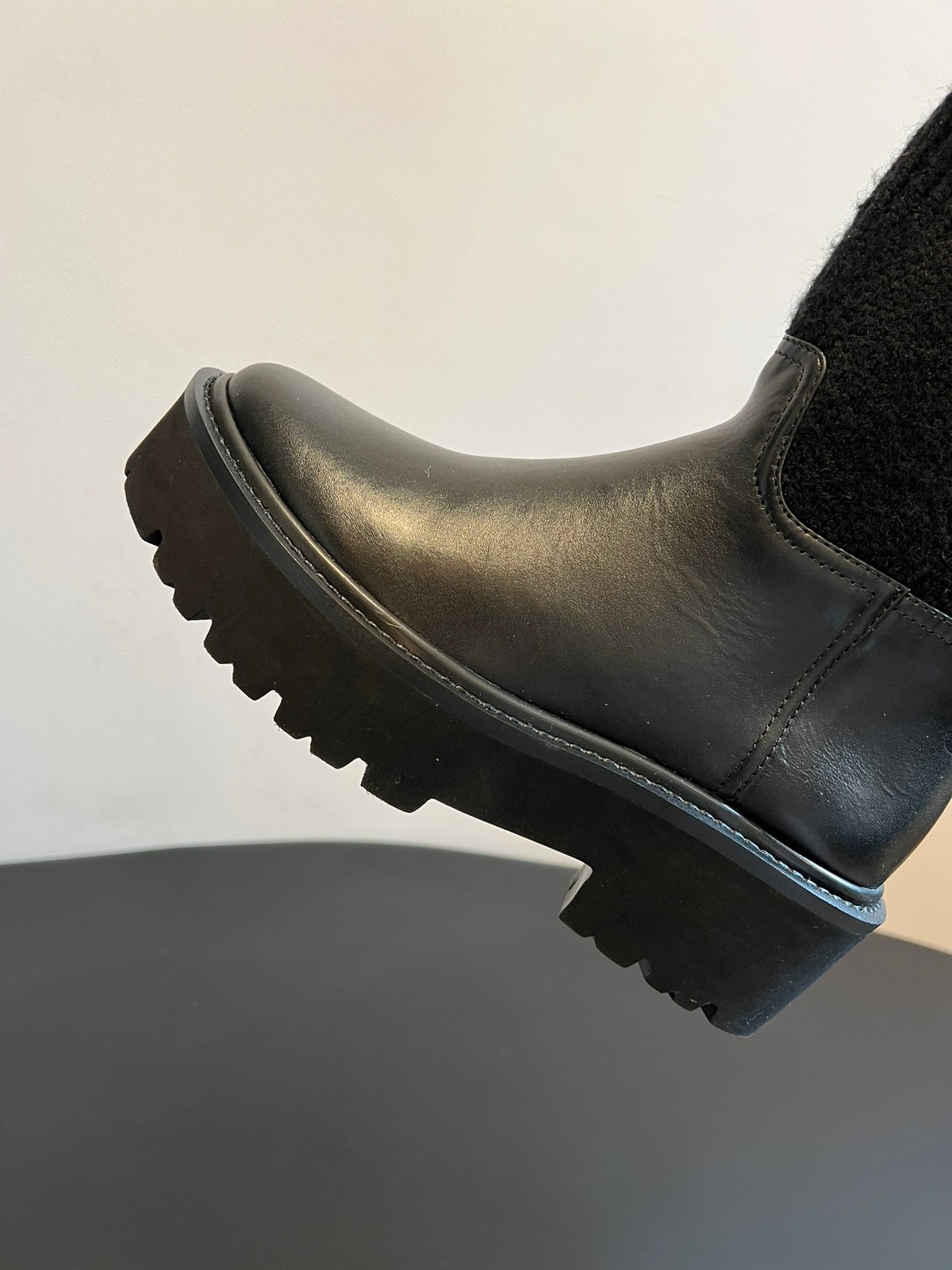 CELINE 26S ANKLE BOOTS 60 MM IN BLACK CALFSKIN AND WOOL
