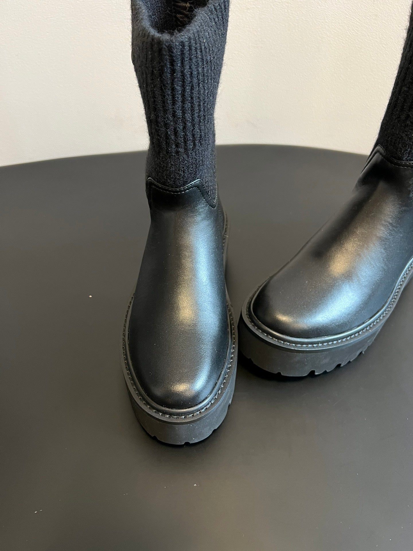 CELINE 26S ANKLE BOOTS 60 MM IN BLACK CALFSKIN AND WOOL