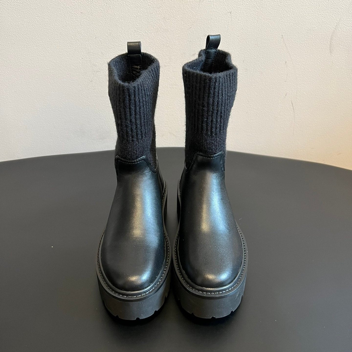 CELINE 26S ANKLE BOOTS 60 MM IN BLACK CALFSKIN AND WOOL