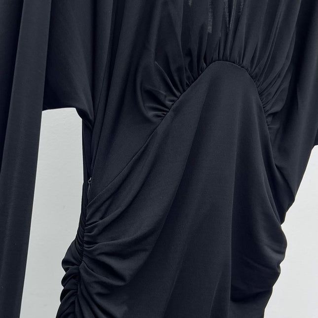 YSL 25S RUFFLED LONG-SLEEVE DRESS STYLE 131