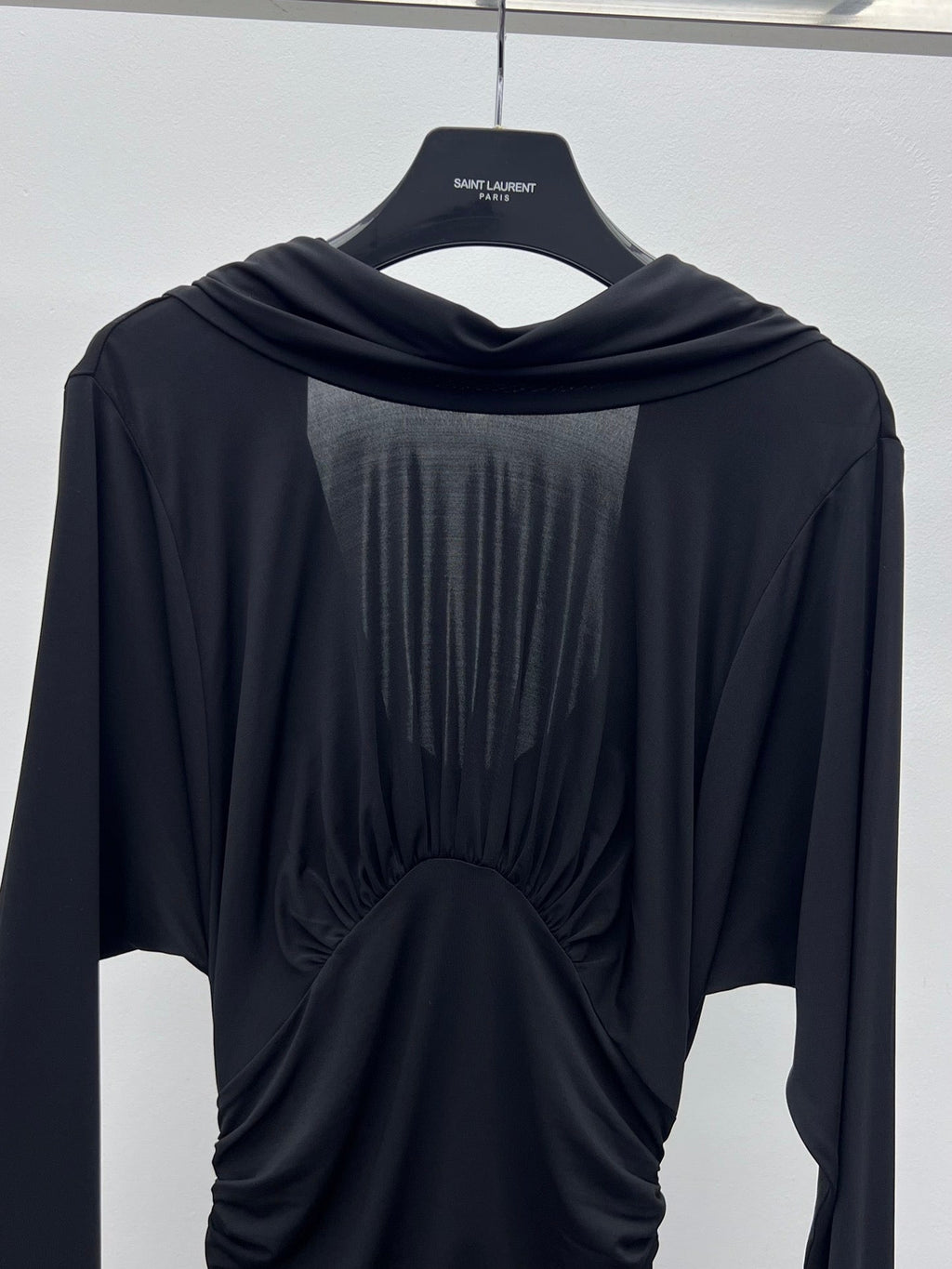 YSL 25S RUFFLED LONG-SLEEVE DRESS STYLE 131