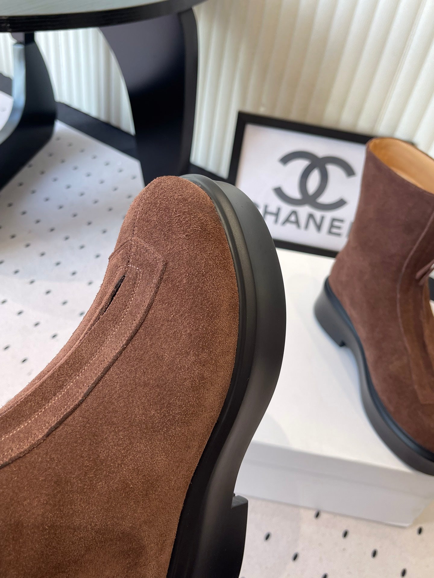 THE ROW ZIPPED ANKLE BOOT IN CHOCOLATE BROWN SUEDE