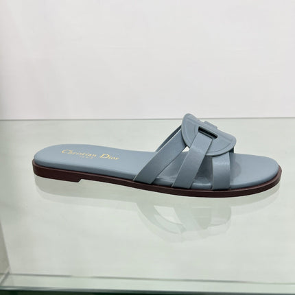 DIOR 26S D-CLUB SLIDE SANDAL IN LIGHT BLUE CALFSKIN