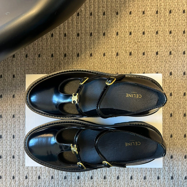CELINE 26S BULKY BABIES MARY JANE SHOES 40 MM IN BLACK CALFSKIN