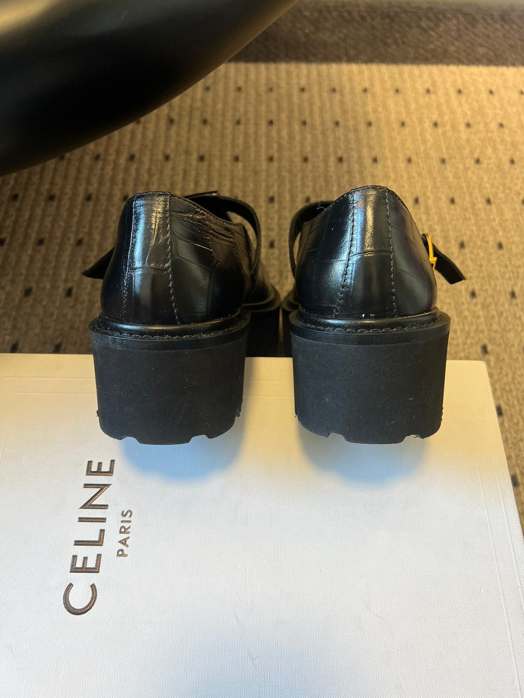 CELINE 26S MARY JANE SHOES 40 MM IN BLACK CALFSKIN