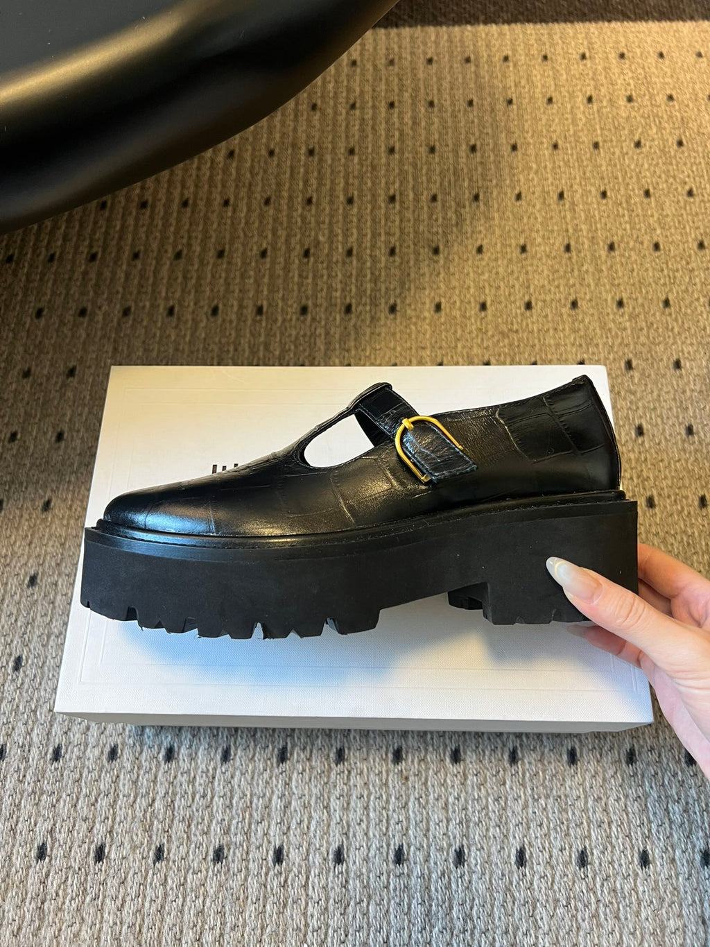 CELINE 26S MARY JANE SHOES 40 MM IN BLACK CALFSKIN