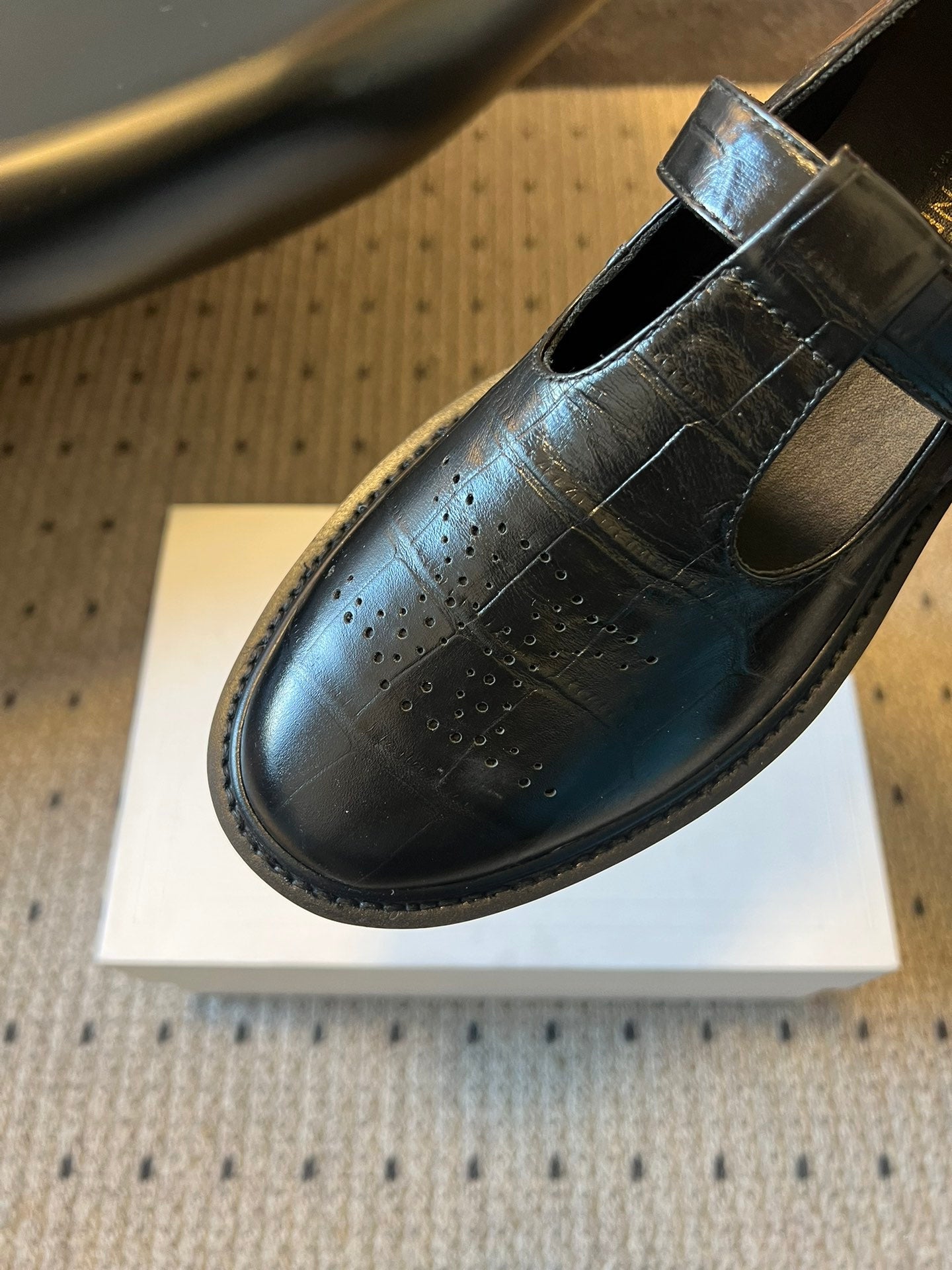 CELINE 26S MARY JANE SHOES 40 MM IN BLACK CALFSKIN