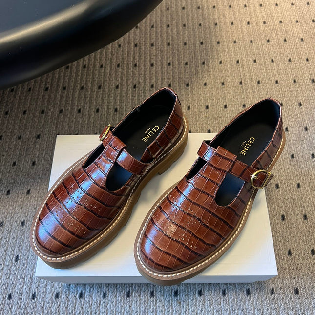 CELINE 26S MARY JANE SHOES 40 MM IN DARK BROWN CALFSKIN