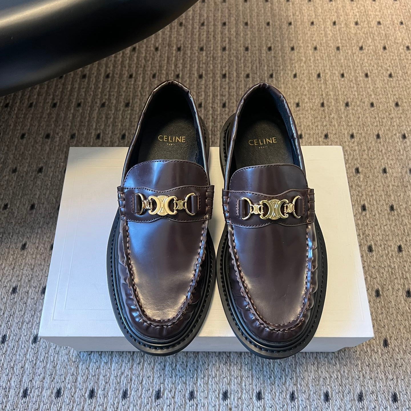 CELINE 26S LOAFER IN DARK CHOCOLATE BROWN CALFSKIN