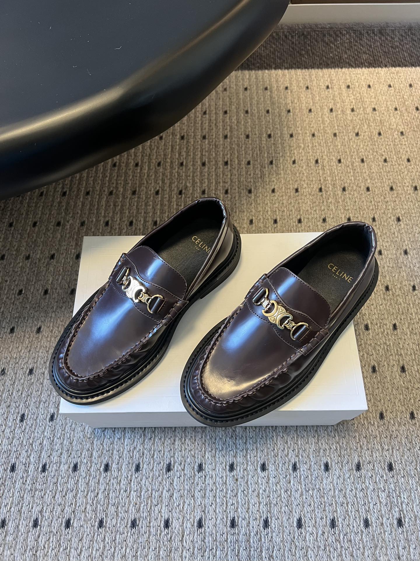 CELINE 26S LOAFER IN DARK CHOCOLATE BROWN CALFSKIN