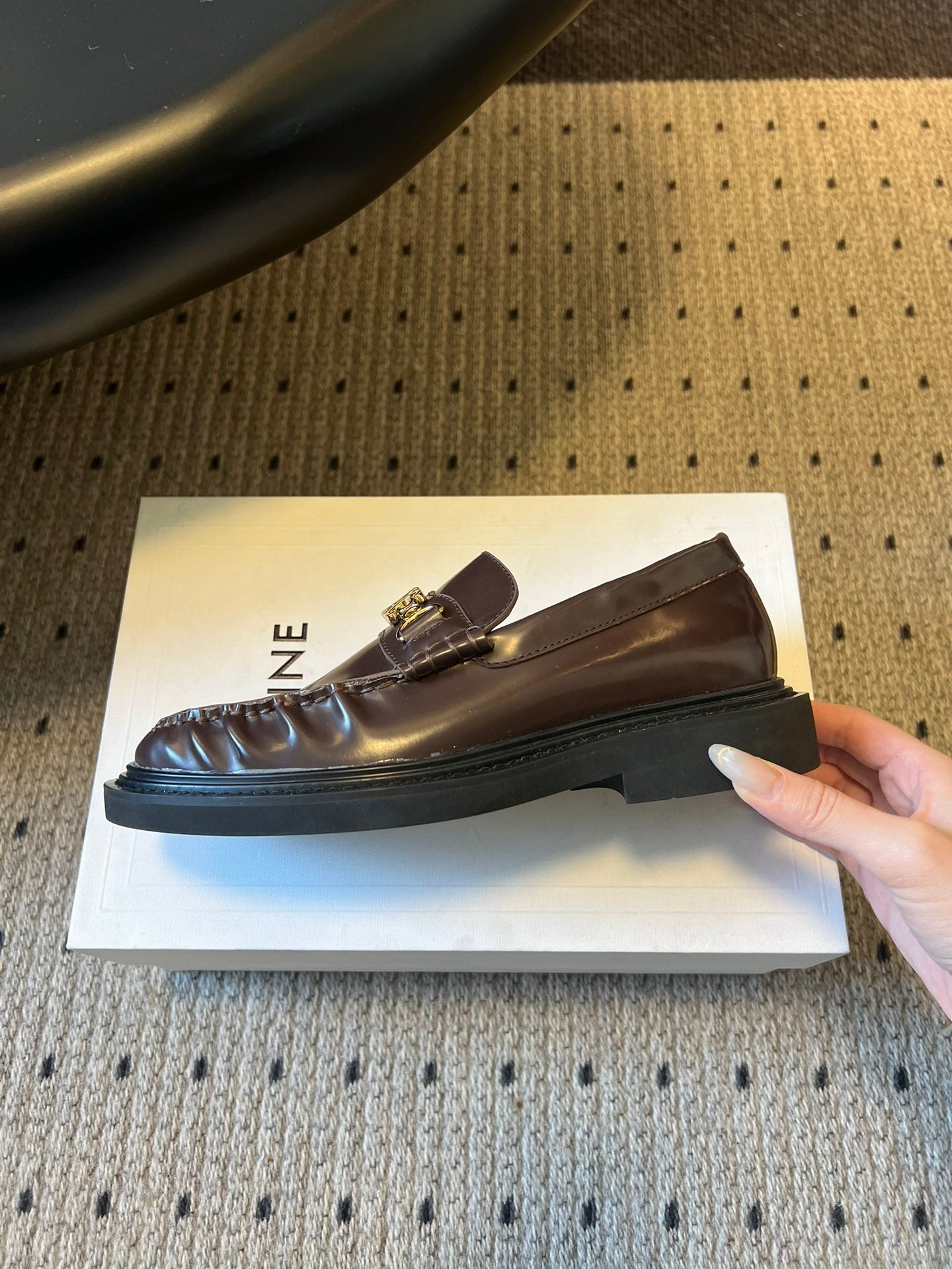 CELINE 26S LOAFER IN DARK CHOCOLATE BROWN CALFSKIN