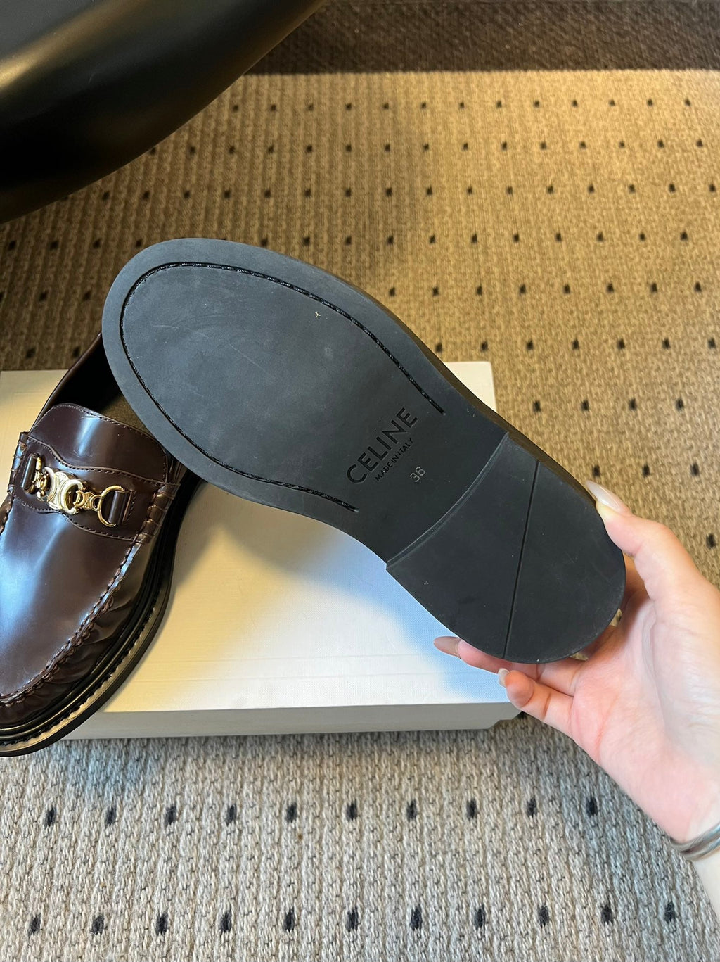 CELINE 26S LOAFER IN DARK CHOCOLATE BROWN CALFSKIN