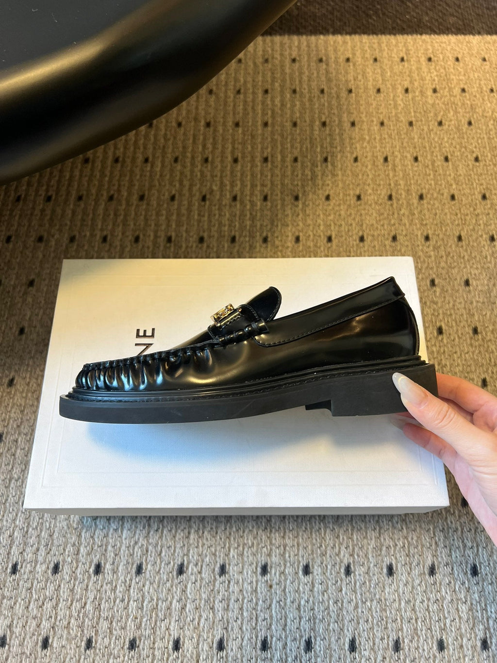 CELINE 26S LOAFER IN BLACK CALFSKIN WITH GOLD HARDWARE STYLE 3