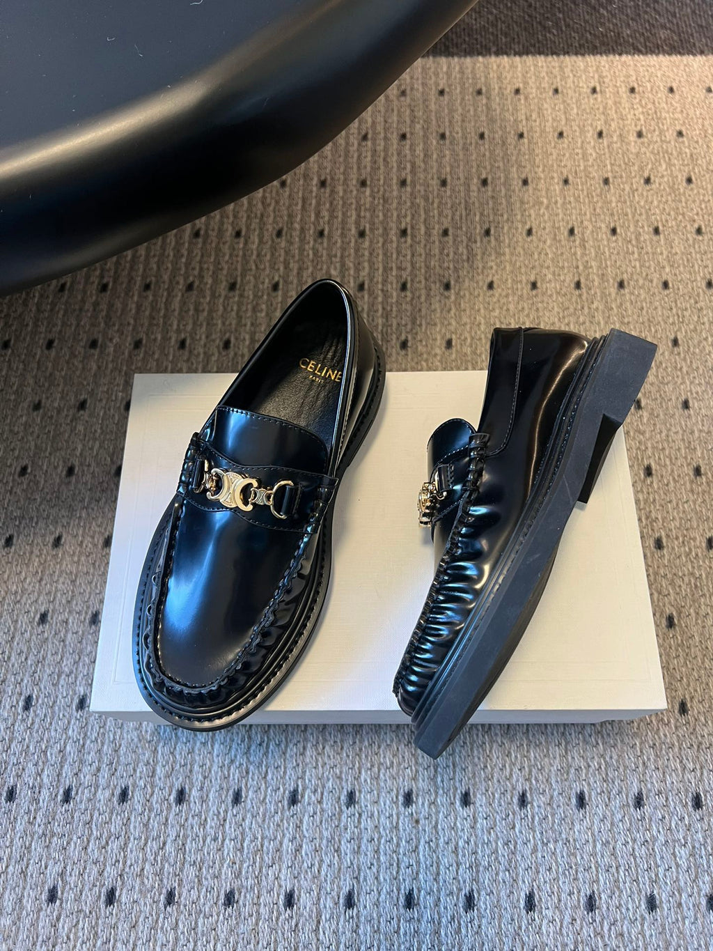 CELINE 26S LOAFER IN BLACK CALFSKIN WITH GOLD HARDWARE STYLE 3