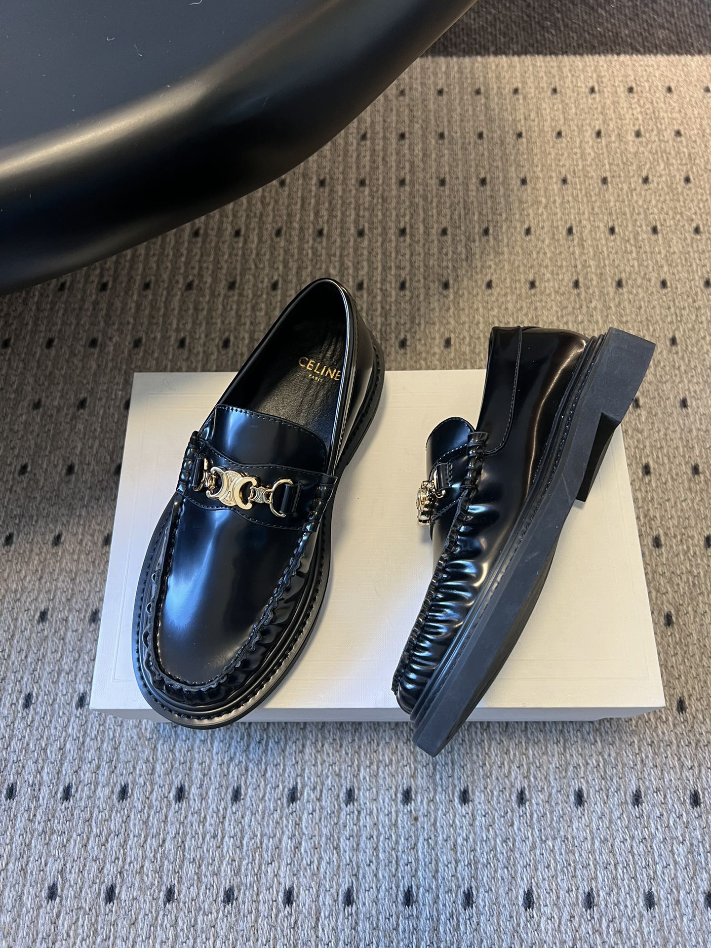 CELINE 26S LOAFER IN BLACK CALFSKIN WITH GOLD HARDWARE STYLE 3