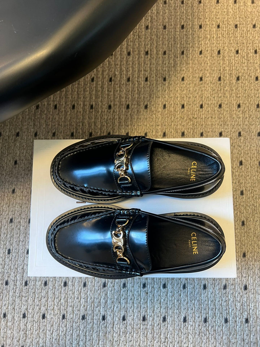 CELINE 26S LOAFER IN BLACK CALFSKIN WITH GOLD HARDWARE STYLE 3