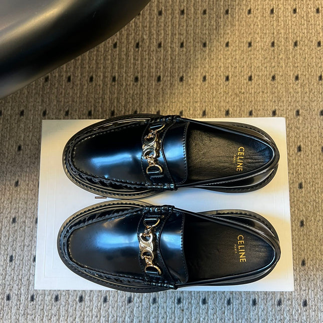 CELINE 26S LOAFER IN BLACK CALFSKIN WITH GOLD HARDWARE STYLE 3