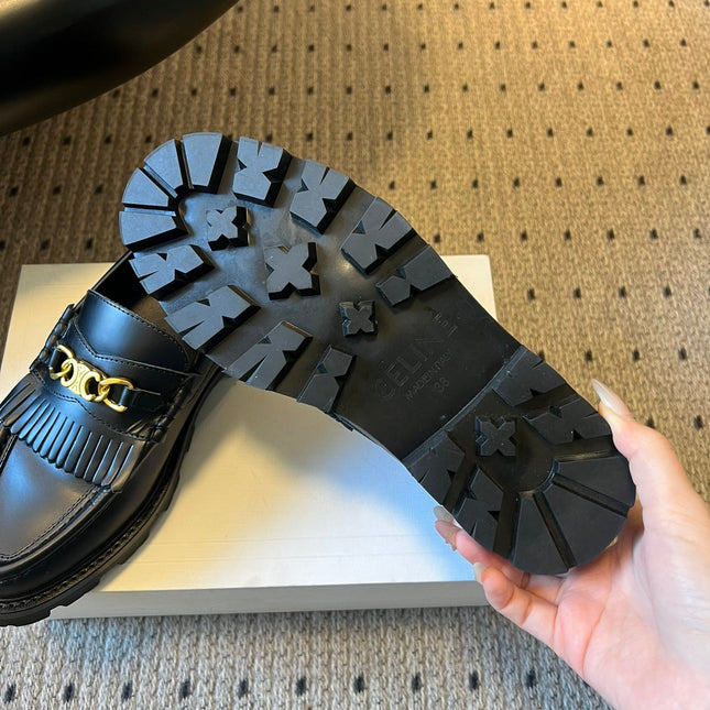 CELINE 26S LOAFER IN BLACK CALFSKIN WITH GOLD HARDWARE STYLE 2