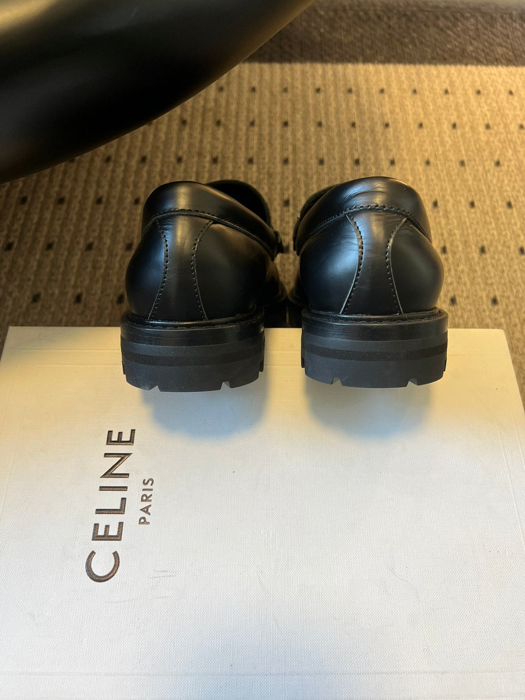 CELINE 26S LOAFER IN BLACK CALFSKIN WITH GOLD HARDWARE STYLE 2
