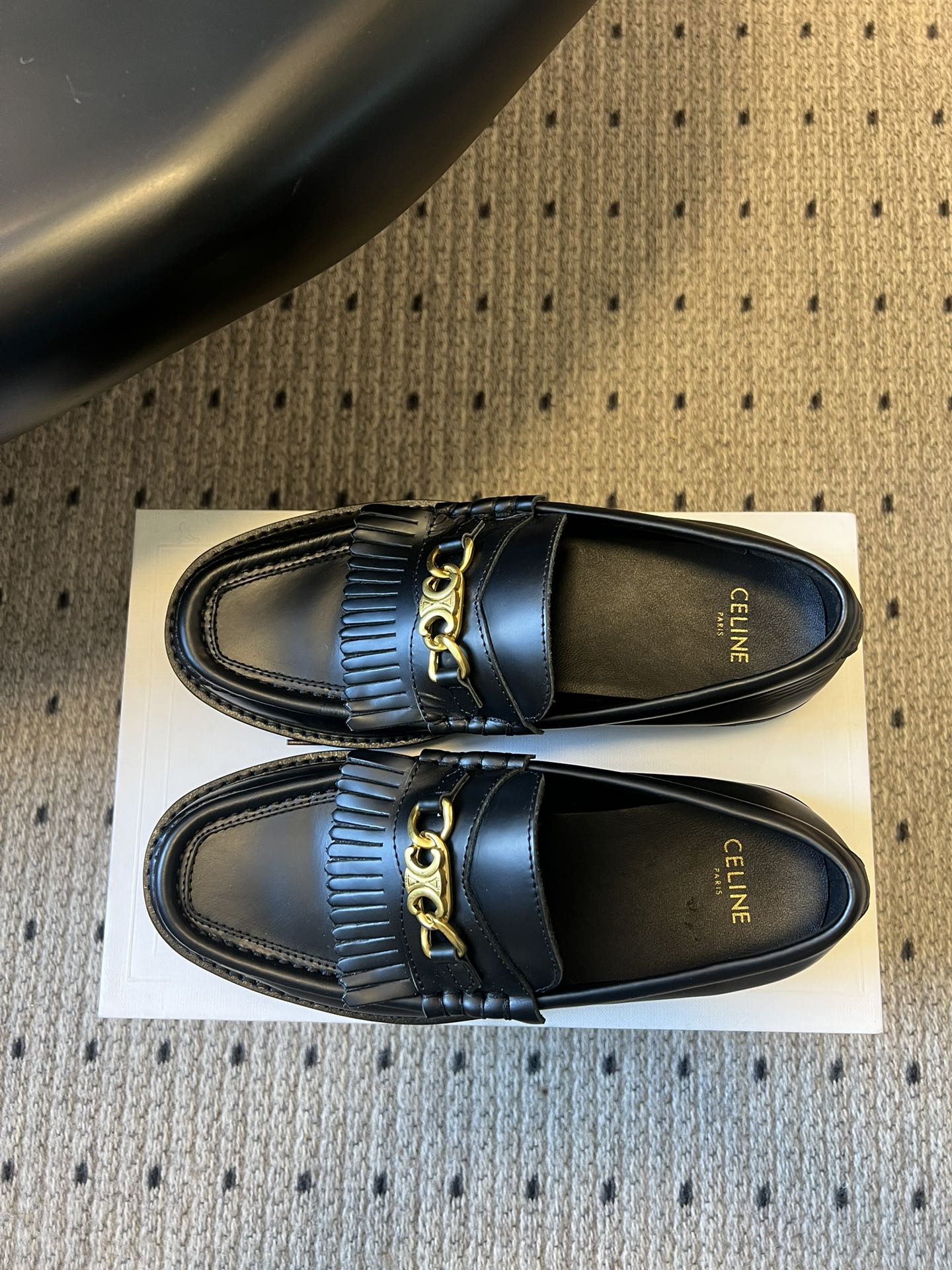 CELINE 26S LOAFER IN BLACK CALFSKIN WITH GOLD HARDWARE STYLE 2