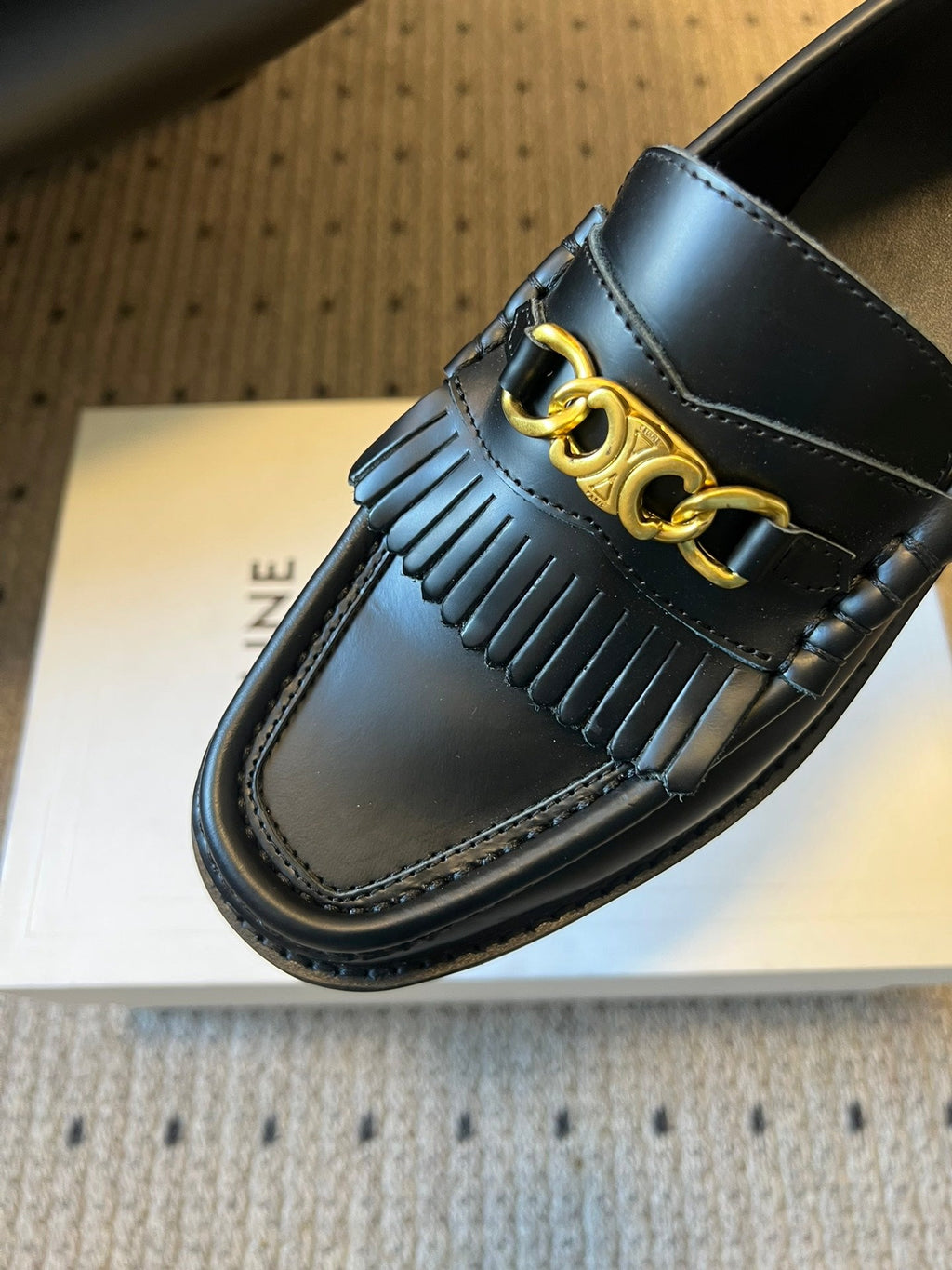 CELINE 26S LOAFER IN BLACK CALFSKIN WITH GOLD HARDWARE STYLE 2