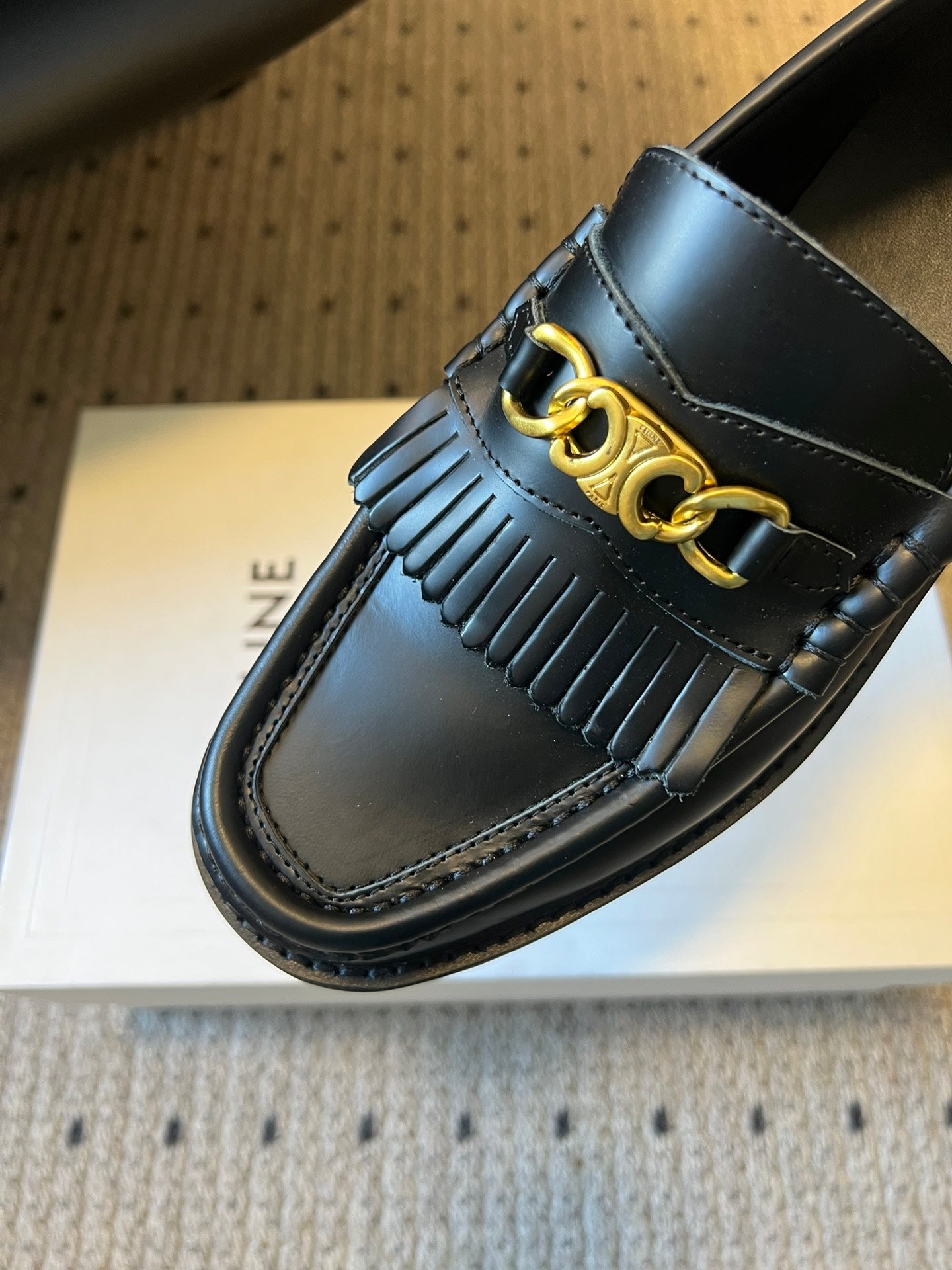 CELINE 26S LOAFER IN BLACK CALFSKIN WITH GOLD HARDWARE STYLE 2