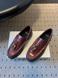CELINE 26S LOAFER IN WINE RED CALFSKIN