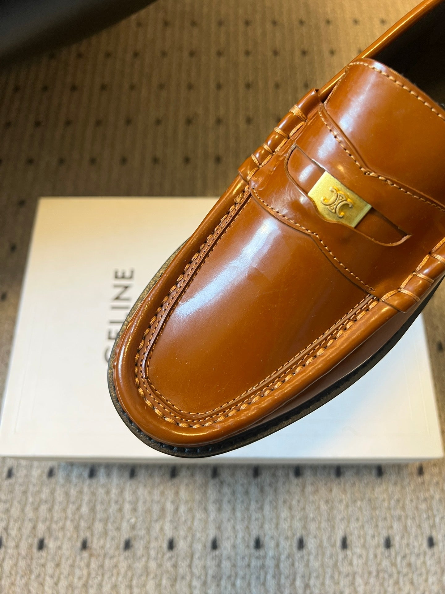 CELINE 26S LOAFER IN BROWN CALFSKIN WITH GOLD HARDWARE