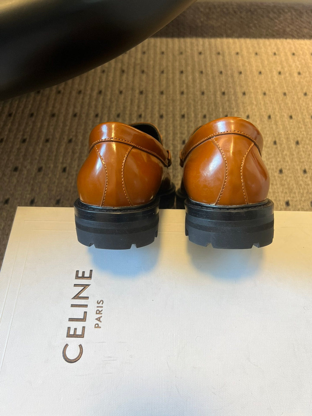 CELINE 26S LOAFER IN BROWN CALFSKIN WITH GOLD HARDWARE