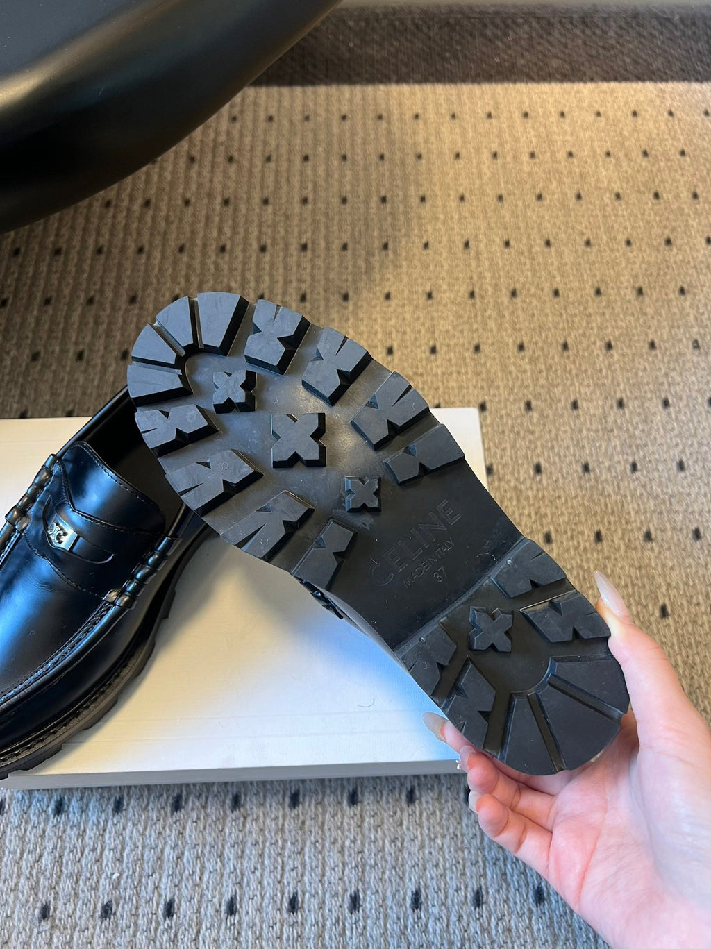 CELINE 26S LOAFER IN BLACK CALFSKIN WITH SILVER HARDWARE