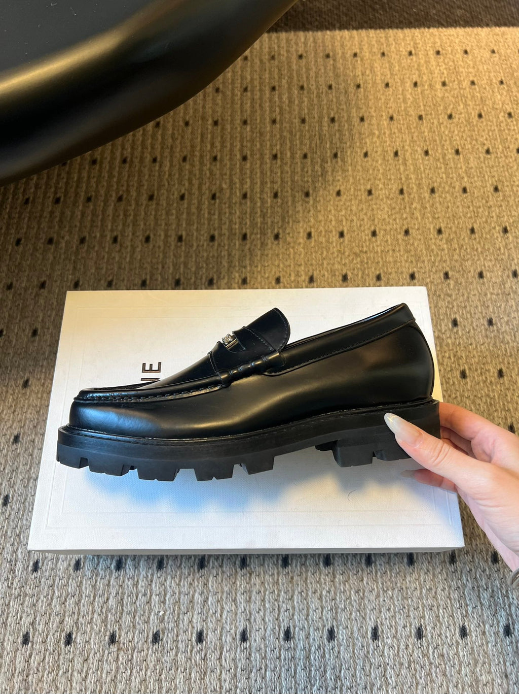 CELINE 26S LOAFER IN BLACK CALFSKIN WITH SILVER HARDWARE
