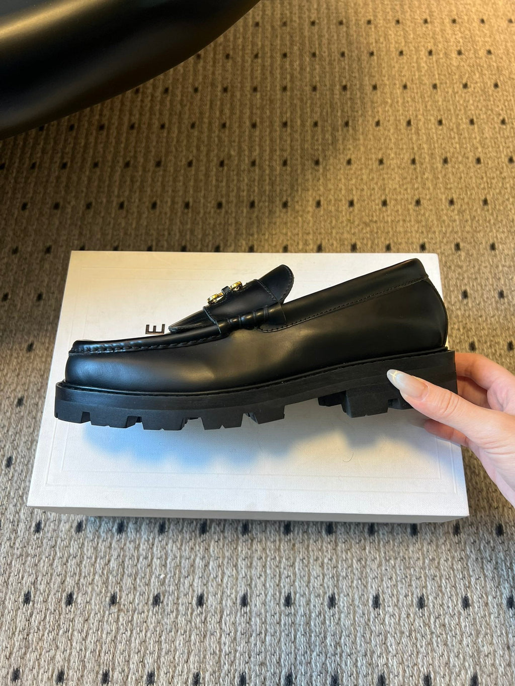 CELINE 26S LOAFER IN BLACK CALFSKIN WITH GOLD HARDWARE