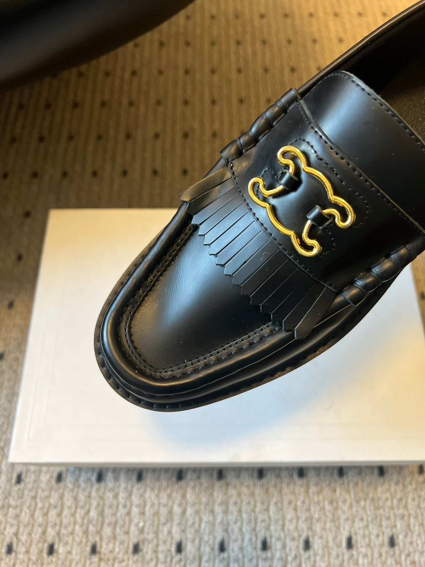 CELINE 26S LOAFER IN BLACK CALFSKIN WITH GOLD HARDWARE