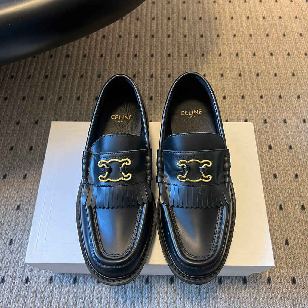 CELINE 26S LOAFER IN BLACK CALFSKIN WITH GOLD HARDWARE