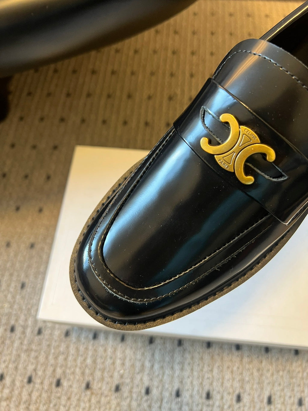 CELINE 26S LOAFER IN BLACK CALFSKIN WITH ARC DE TRIOMPHE BUCKLE
