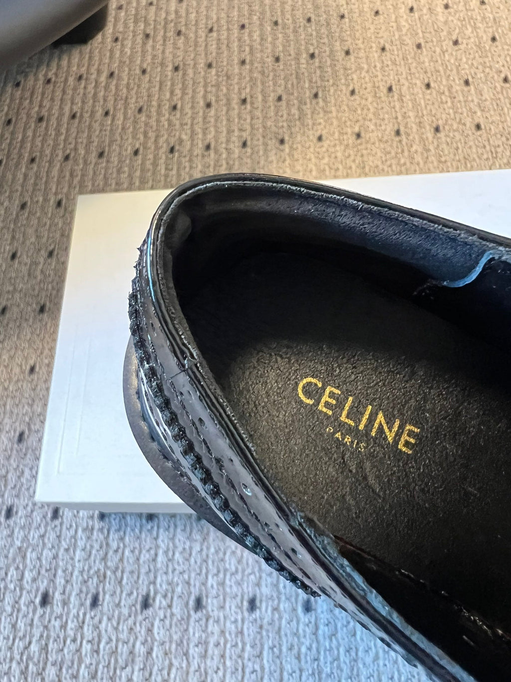CELINE 26S SAINTNJORD TASSEL LOAFER 50 MM IN BLACK CALFSKIN