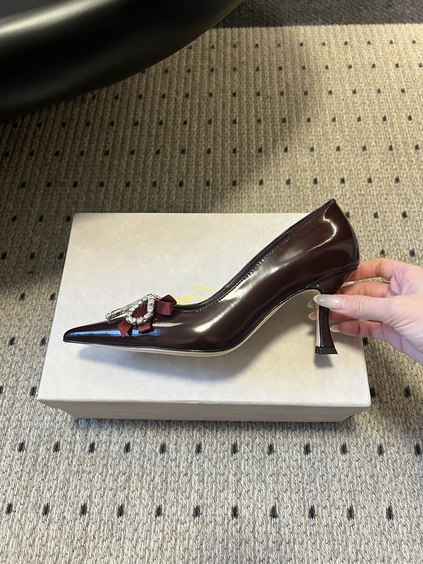 JIMMY CHOO 26S HIGH HEELS 70 MM IN DARK RED PATENT CALFSKIN
