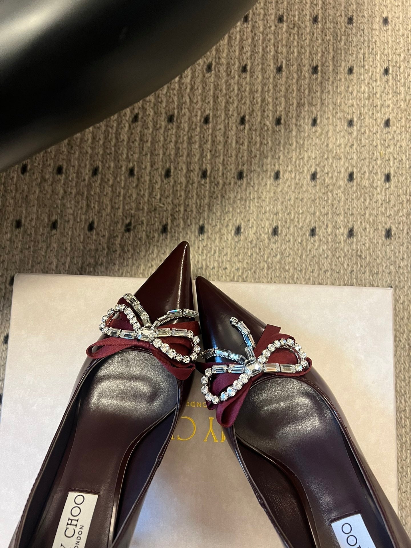 JIMMY CHOO 26S HIGH HEELS 70 MM IN DARK RED PATENT CALFSKIN